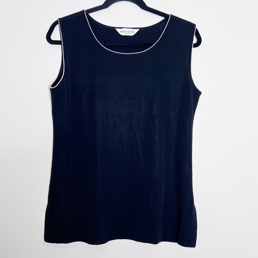 Simply Misook Black Acrylic Knit Sleeveless Blouse Shirt Size Medium Petite